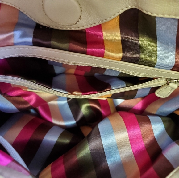 Tignanello blk/cream 3 compartment purse w/ magnetic closure, 2 outside pockets - Picture 7 of 13